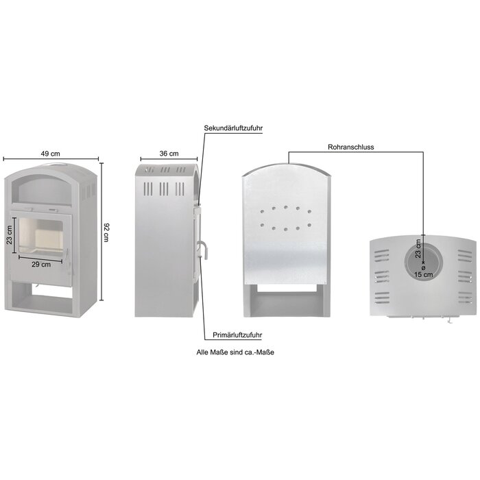 SCANDIA fireplace stove Ivona, steel, 6 kW - gray